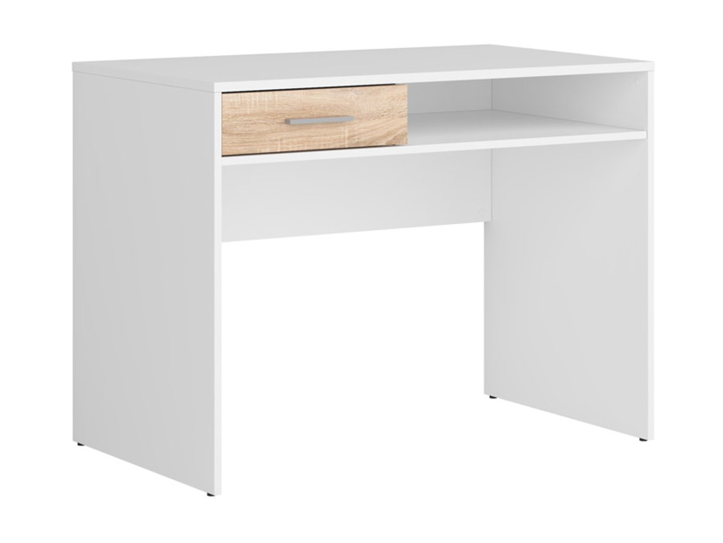NEPO PLUS rakstāmgalds ar atvilktni, 59 cm, balts/sonoma ozols