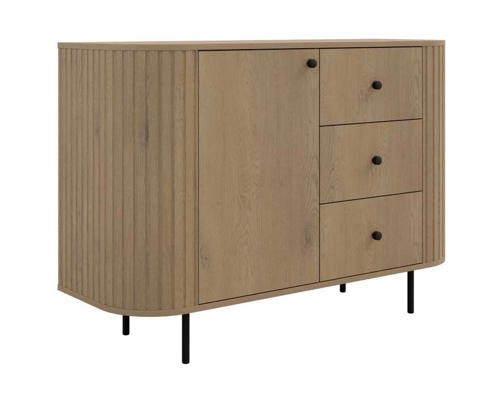 Kumode 1F 3S ar atvilktnēm 813 Ovāls kremonas ozols