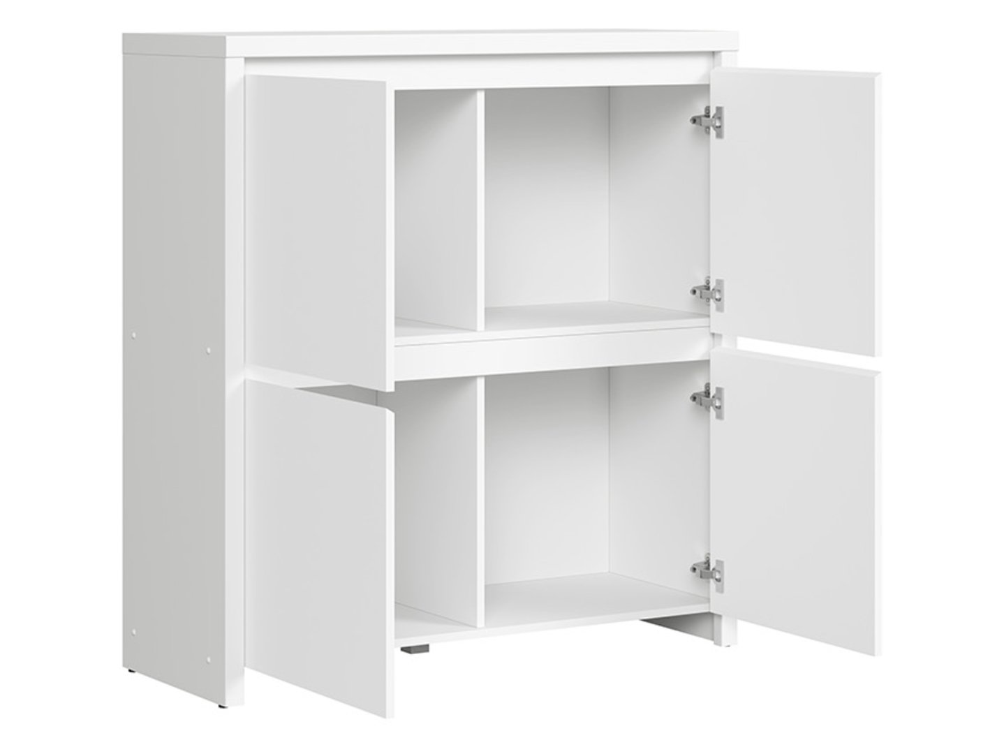 KASPIAN kumode ar četrām durvīm, 105 cm, balta/matēti balta — 3 attēls