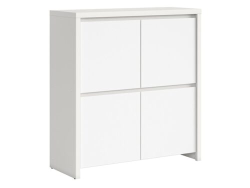 KASPIAN kumode ar četrām durvīm, 105 cm, balta/matēti balta