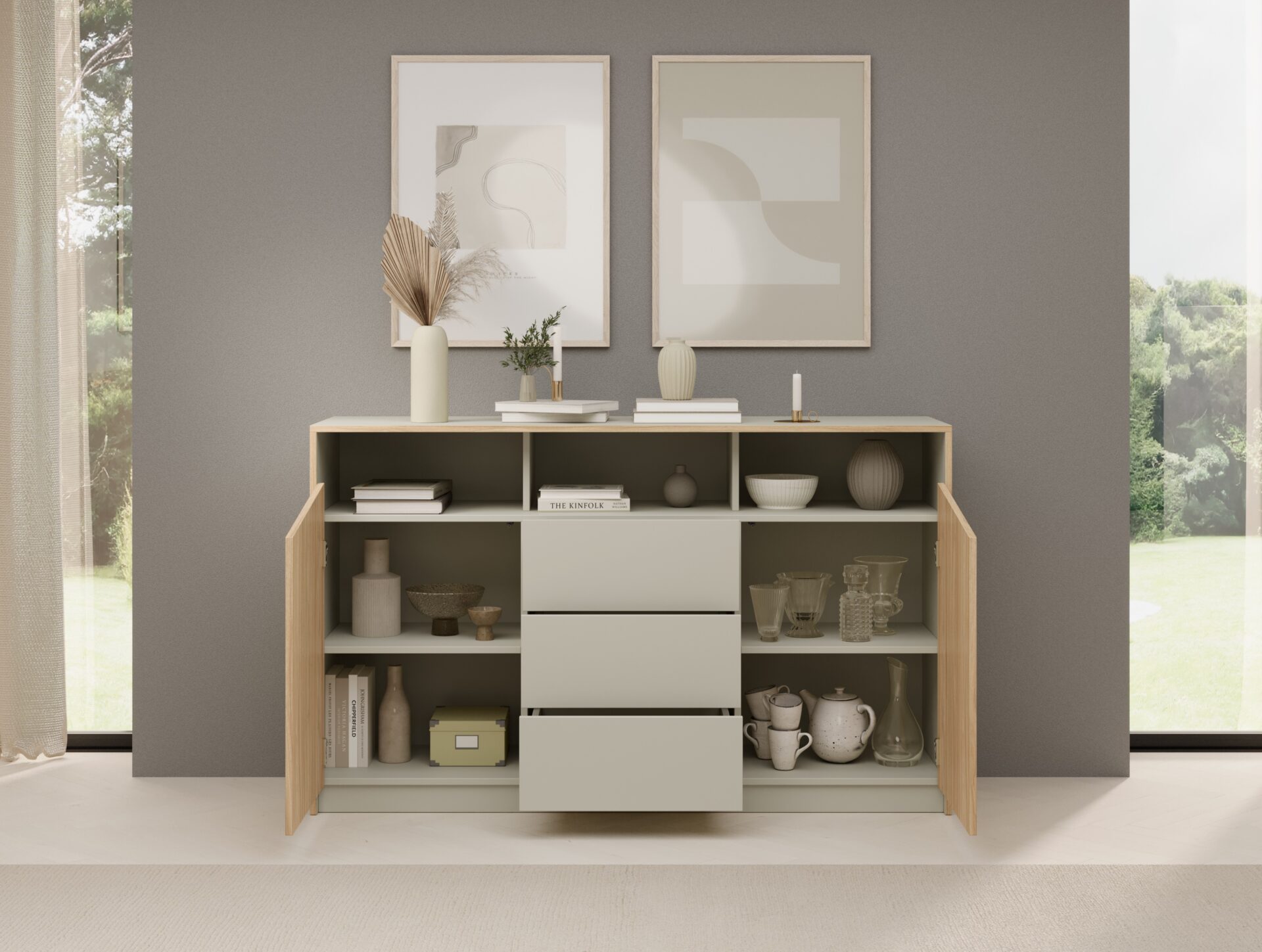 Atson divdurvju kumode, ozols/pelēkbēša, ADRK — изображение 2