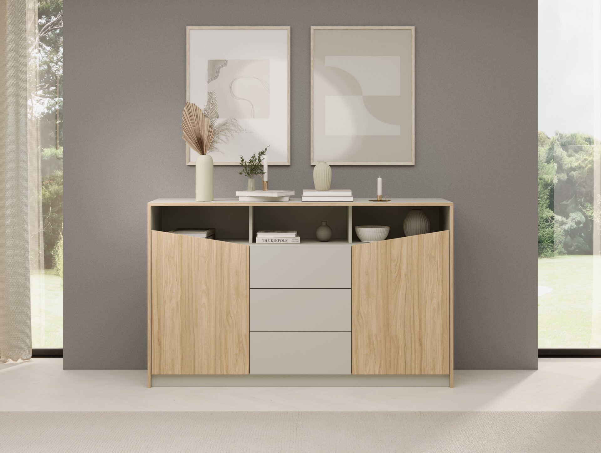 Atson divdurvju kumode, ozols/pelēkbēša, ADRK — изображение 3