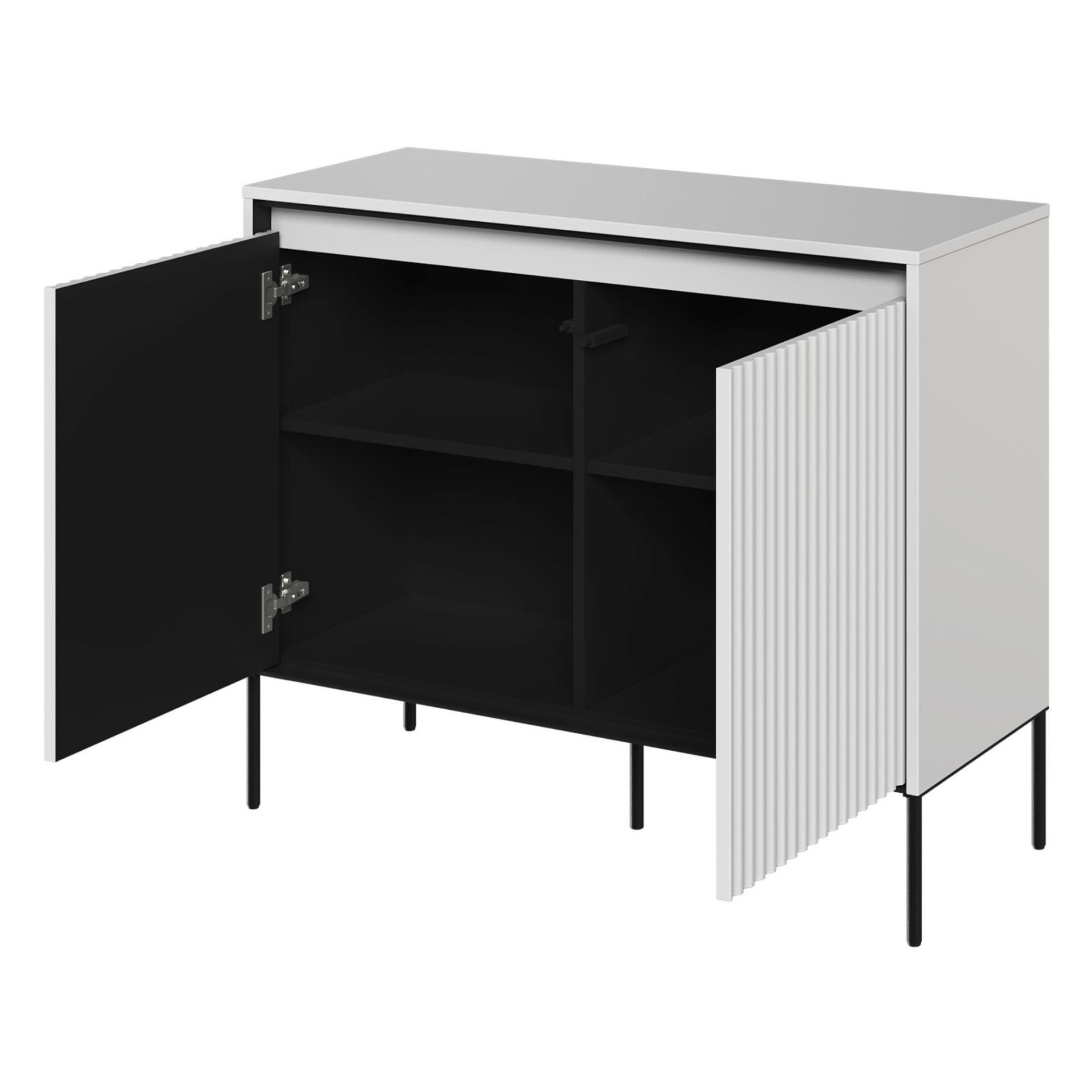 TREND 02 frēzēta kumode ar baltām/melnām kājām — изображение 4