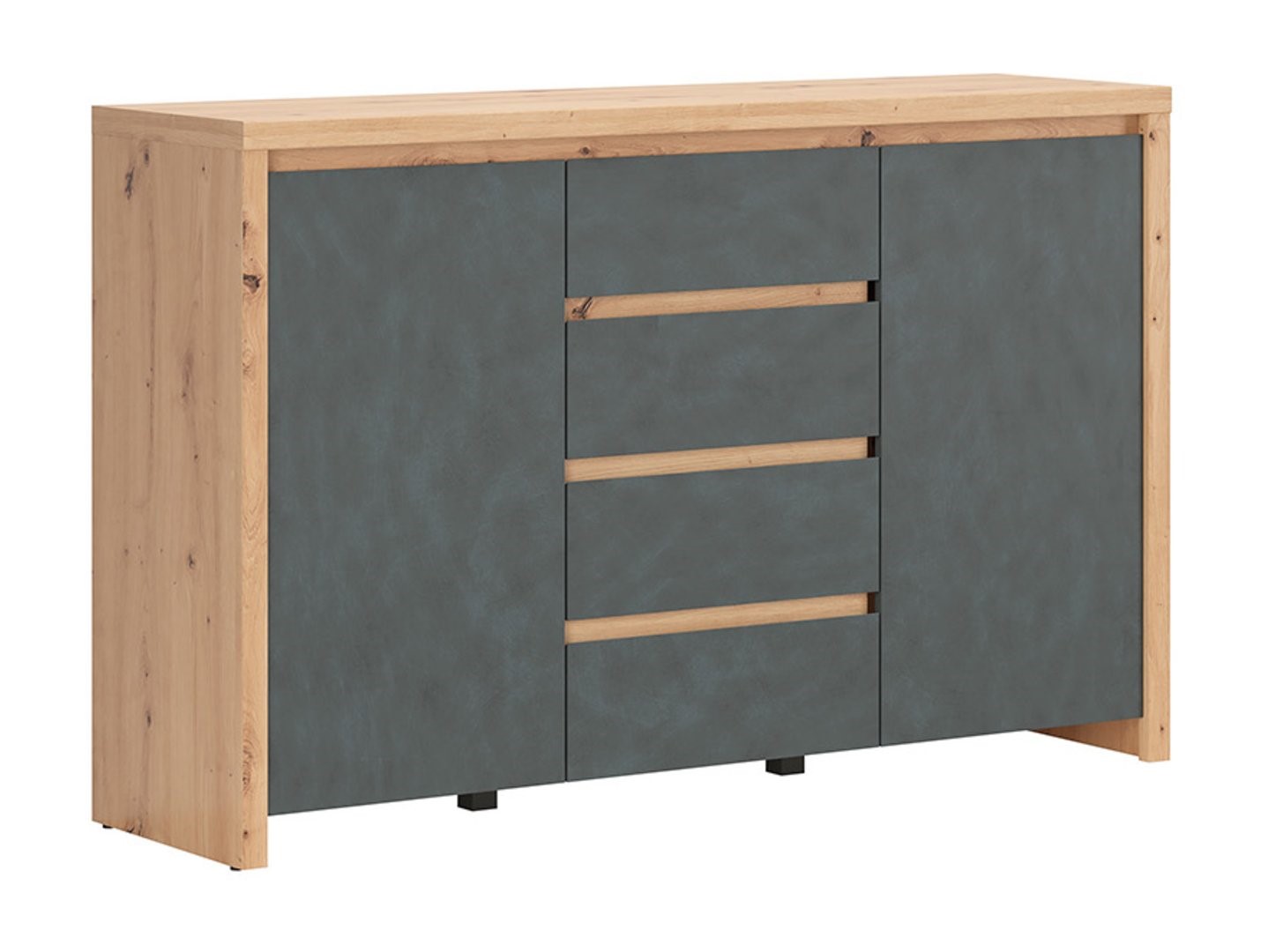 Divdurvju kumode ar četrām atvilktnēm LARIOS 143 cm, mākslīgais ozols/audums — 5 attēls