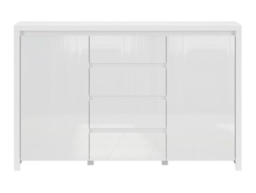 Divdurvju kumode ar četrām atvilktnēm LARIOS, 143 cm, balta/spīdīgi balta