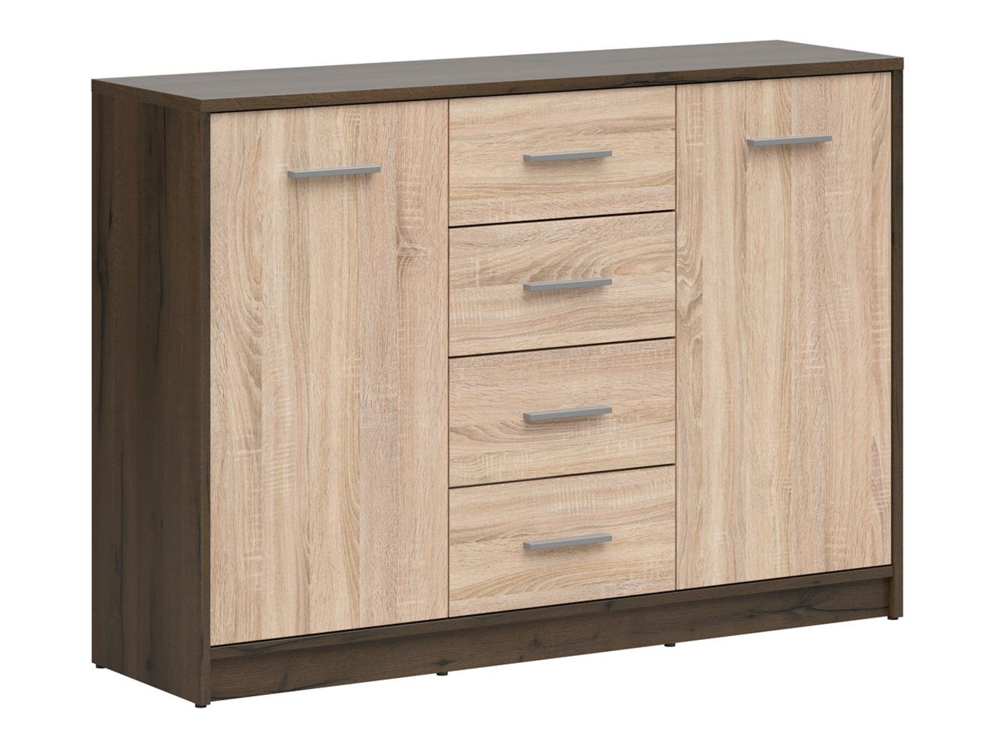 Divdurvju kumode ar četrām atvilktnēm NEPO PLUS 119 cm, cēls ozols/somona ozols