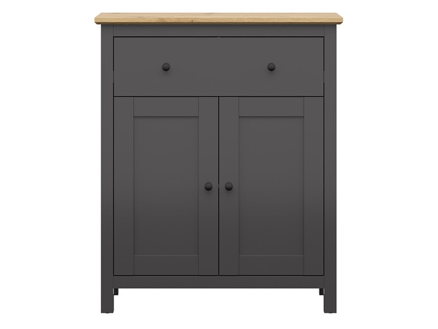 HESEN 101 cm grafīta/mākslīgā ozolkoka divdurvju kumode — 2 attēls