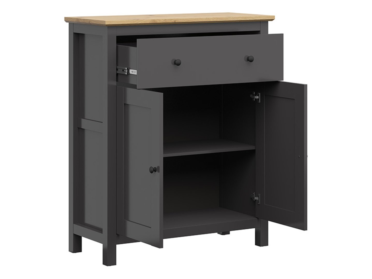 HESEN 101 cm grafīta/mākslīgā ozolkoka divdurvju kumode — 3 attēls