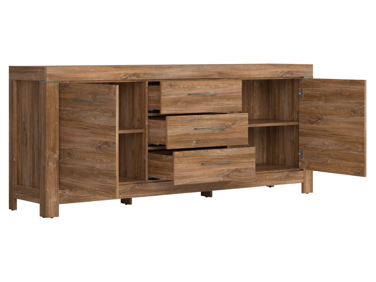 Divdurvju kumode ar trim atvilktnēm GENT 200 cm, Stirling ozols