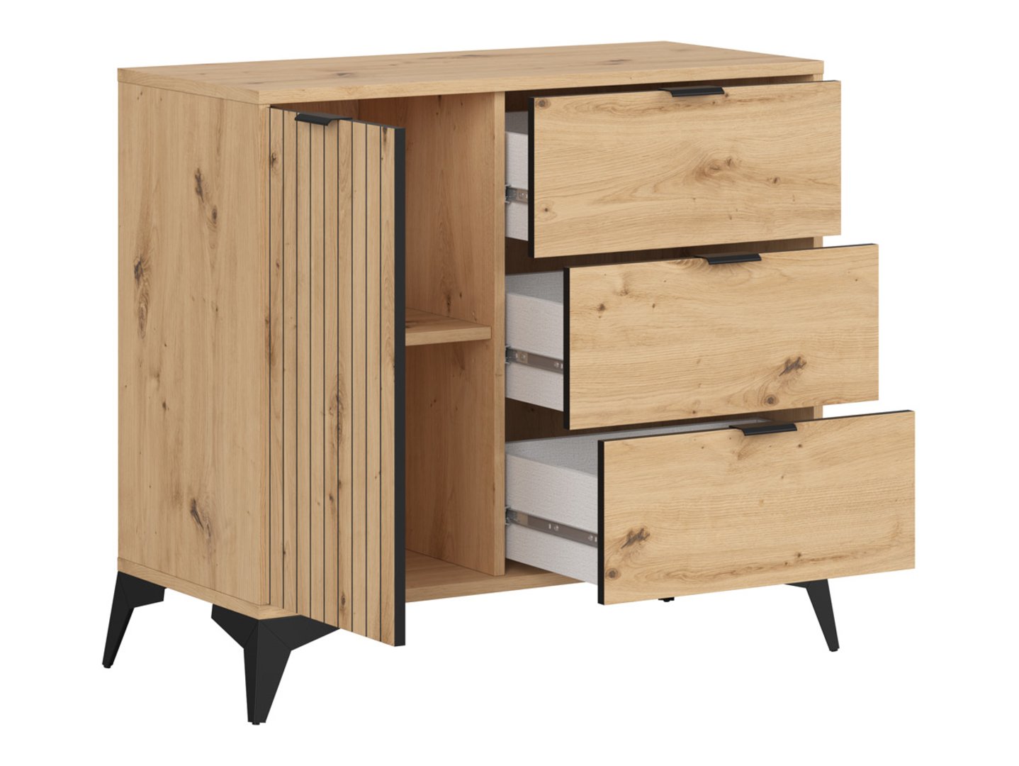 Viendurvju kumode LAMEA 90 cm, ozolkoka imitācija