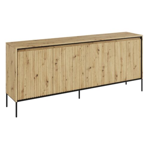 TREND 04 gofrēta kumode, ozolkoka apdare / melnas kājas