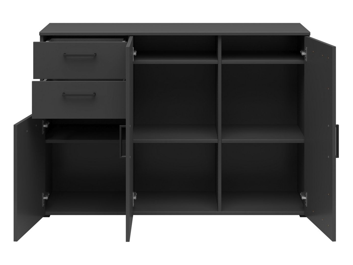Trīsdurvju kumode ar 2 atvilktnēm MultiDo 120 cm grafīta krāsā — изображение 6