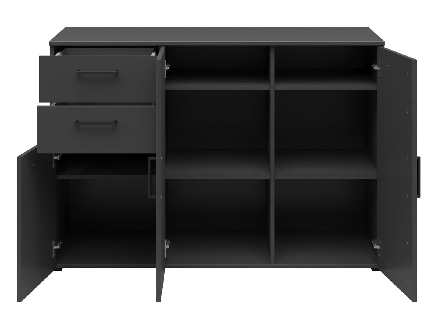 Trīsdurvju kumode ar 2 atvilktnēm MultiDo 120 cm grafīta krāsā — изображение 6