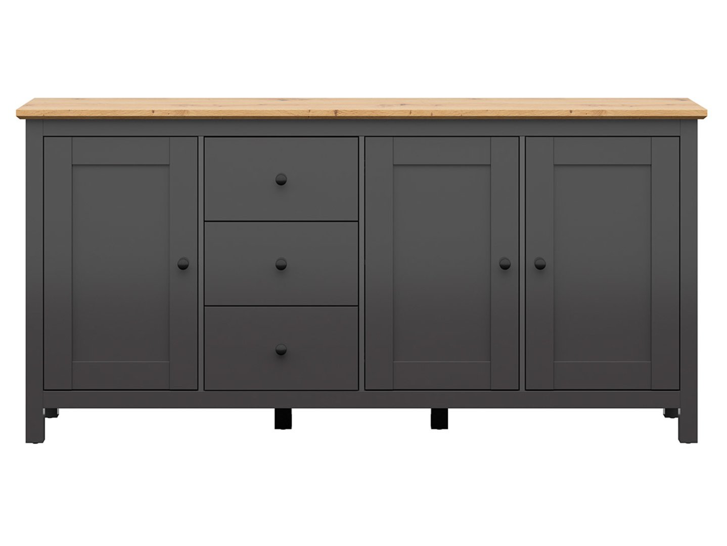 HESEN kumode ar trim durvīm un atvilktnēm, 199 cm, grafīta/mākslīgā ozolkoka krāsā — изображение 2