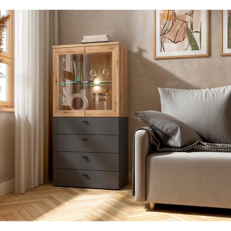 Kumode ar 4 atvilktnēm, grafīta krāsā, sistēma 64 — изображение 4