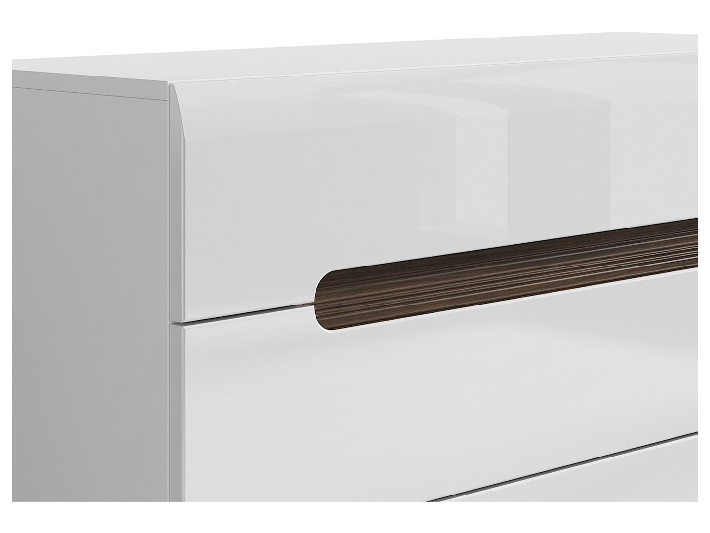 Kumode ar četrām atvilktnēm AZTECA TRIO 105 cm balta/balta spīdīga — изображение 3