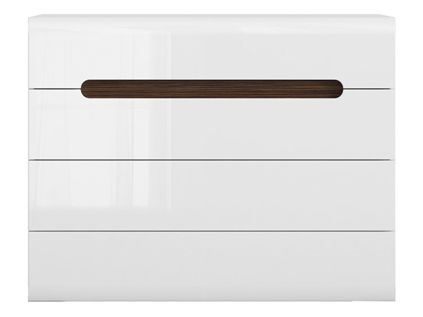 Kumode ar četrām atvilktnēm AZTECA TRIO 105 cm balta/balta spīdīga