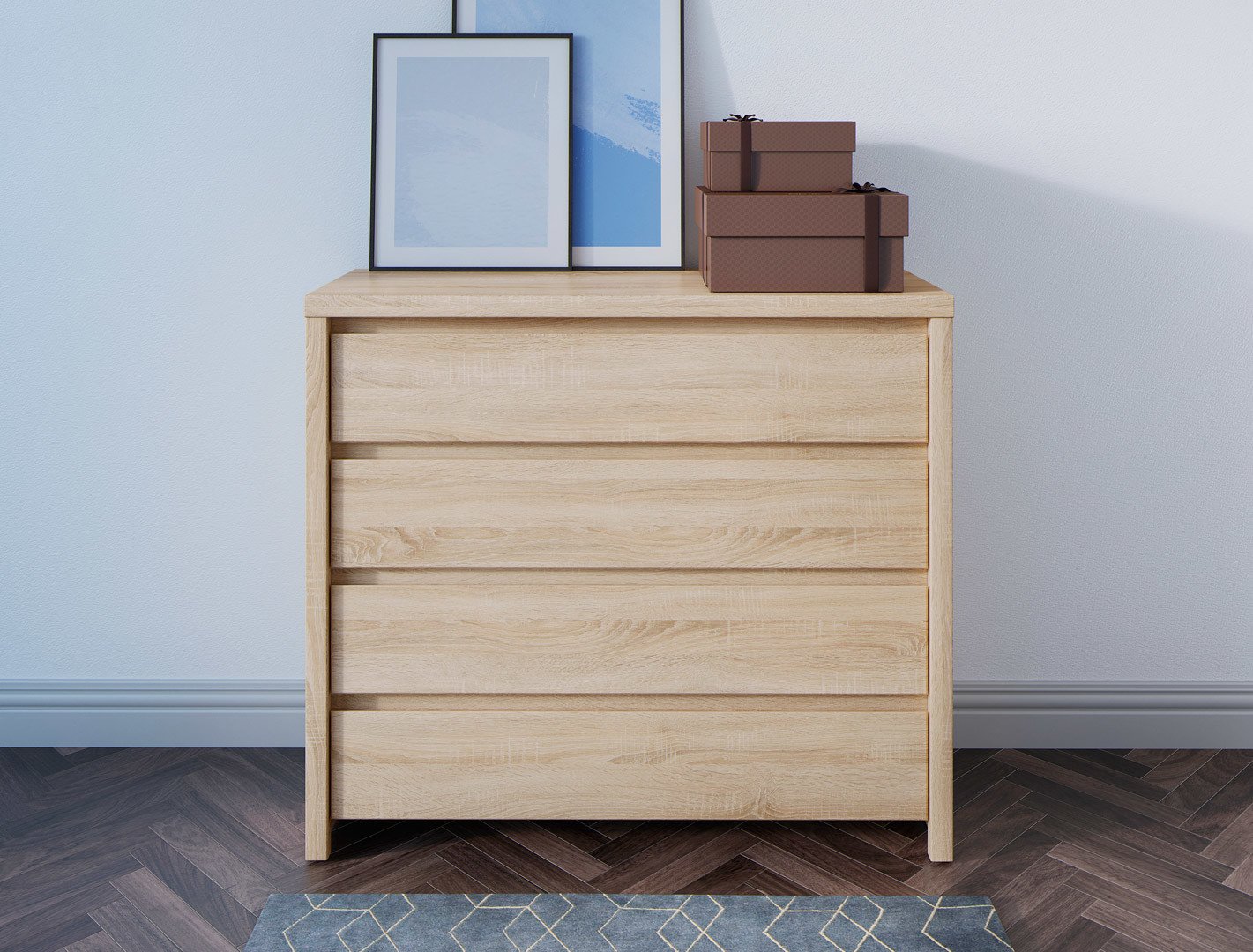 Kumode ar četrām atvilktnēm KASPIAN 105 cm Sonoma ozols/Sonoma ozols — изображение 3