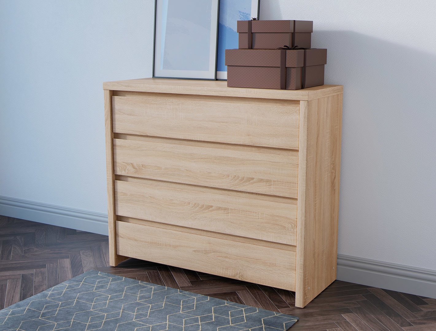 Kumode ar četrām atvilktnēm KASPIAN 105 cm Sonoma ozols/Sonoma ozols — изображение 4
