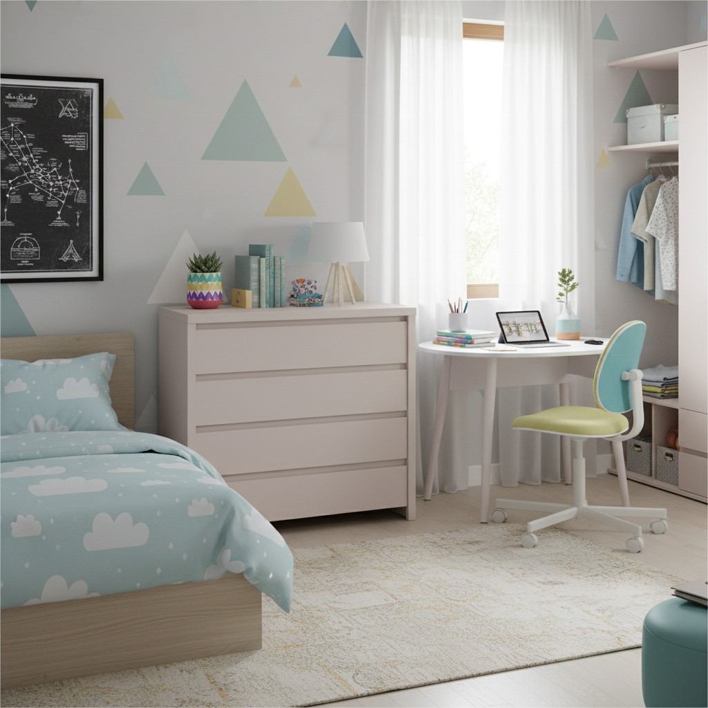 Kumode ar četrām atvilktnēm KASPIAN 105 cm kašmira krāsā — изображение 3