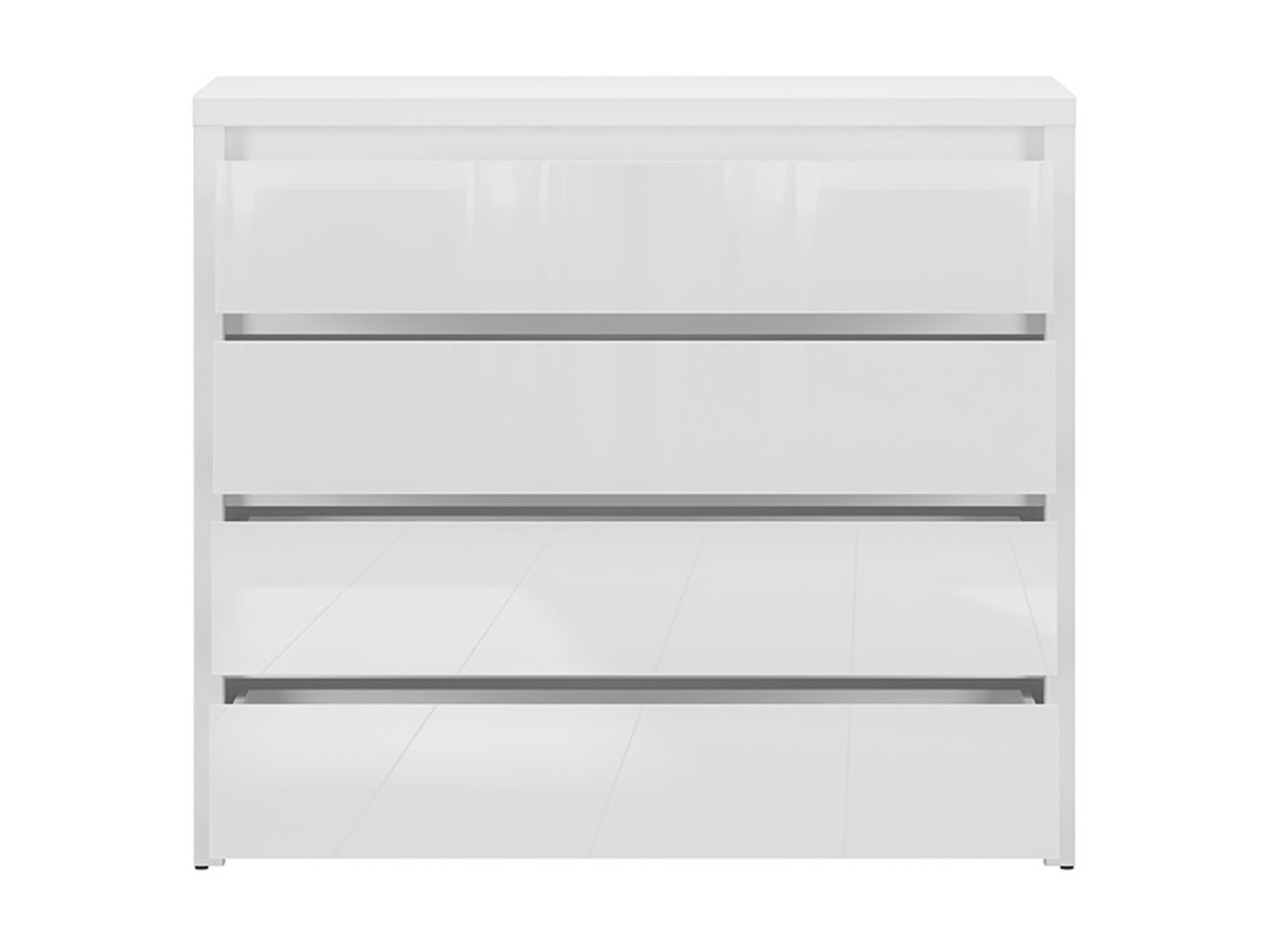 Kumode ar četrām atvilktnēm LARIOS 105 cm baltā/baltā spīdīgā krāsā — изображение 2