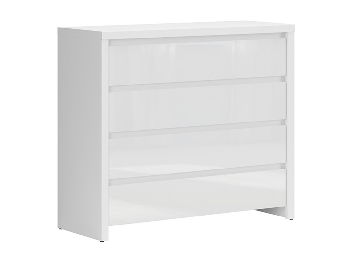Kumode ar četrām atvilktnēm LARIOS 105 cm baltā/baltā spīdīgā krāsā — изображение 5