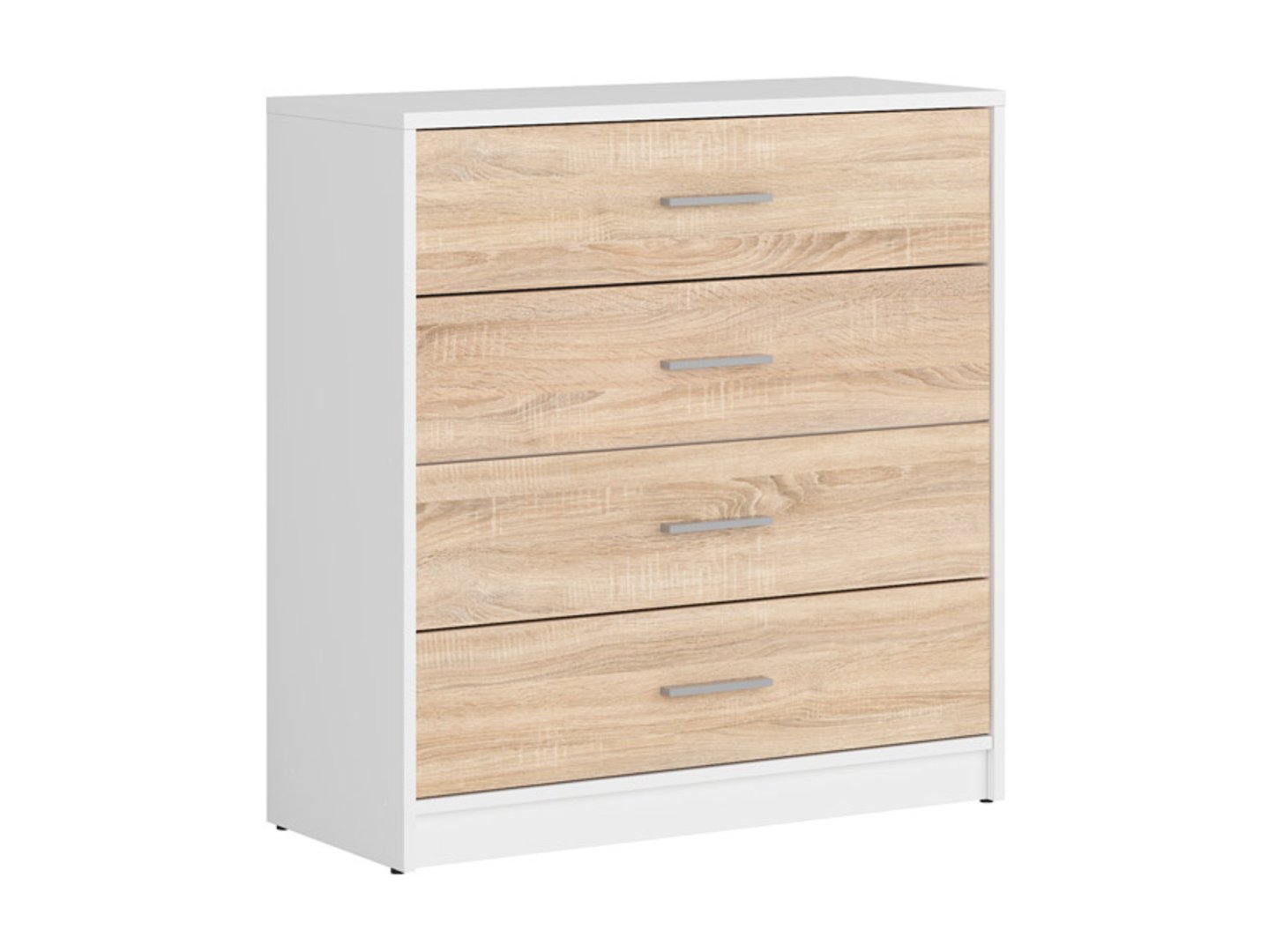 Kumode ar četrām atvilktnēm NEPO PLUS 80 cm baltā/sonoma ozolkoka krāsā