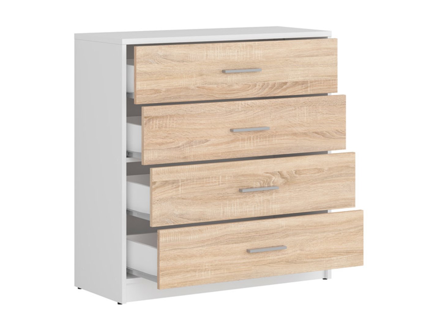 Kumode ar četrām atvilktnēm NEPO PLUS 80 cm baltā/sonoma ozolkoka krāsā — изображение 3