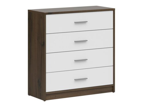 Kumode ar četrām atvilktnēm NEPO PLUS 80 cm cēls ozols/balta krāsa