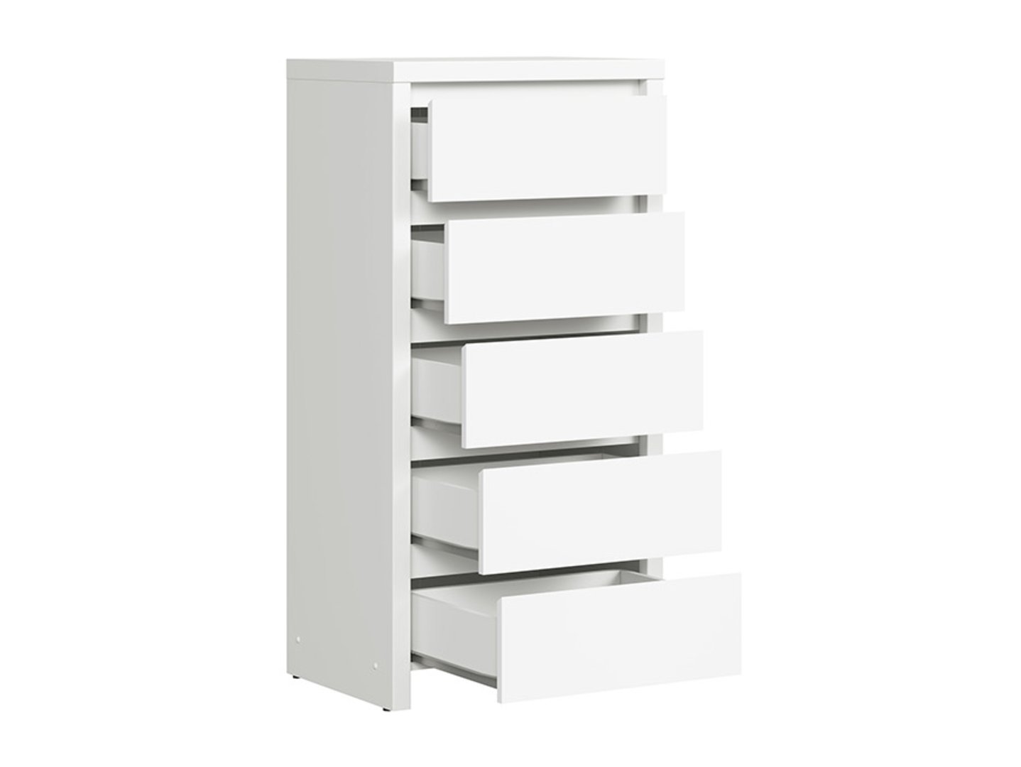 Kumode ar piecām atvilktnēm KASPIAN 56 cm baltā/matēti baltā krāsā — изображение 3
