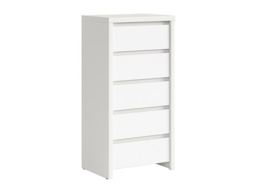 Kumode ar piecām atvilktnēm KASPIAN 56 cm baltā/matēti baltā krāsā