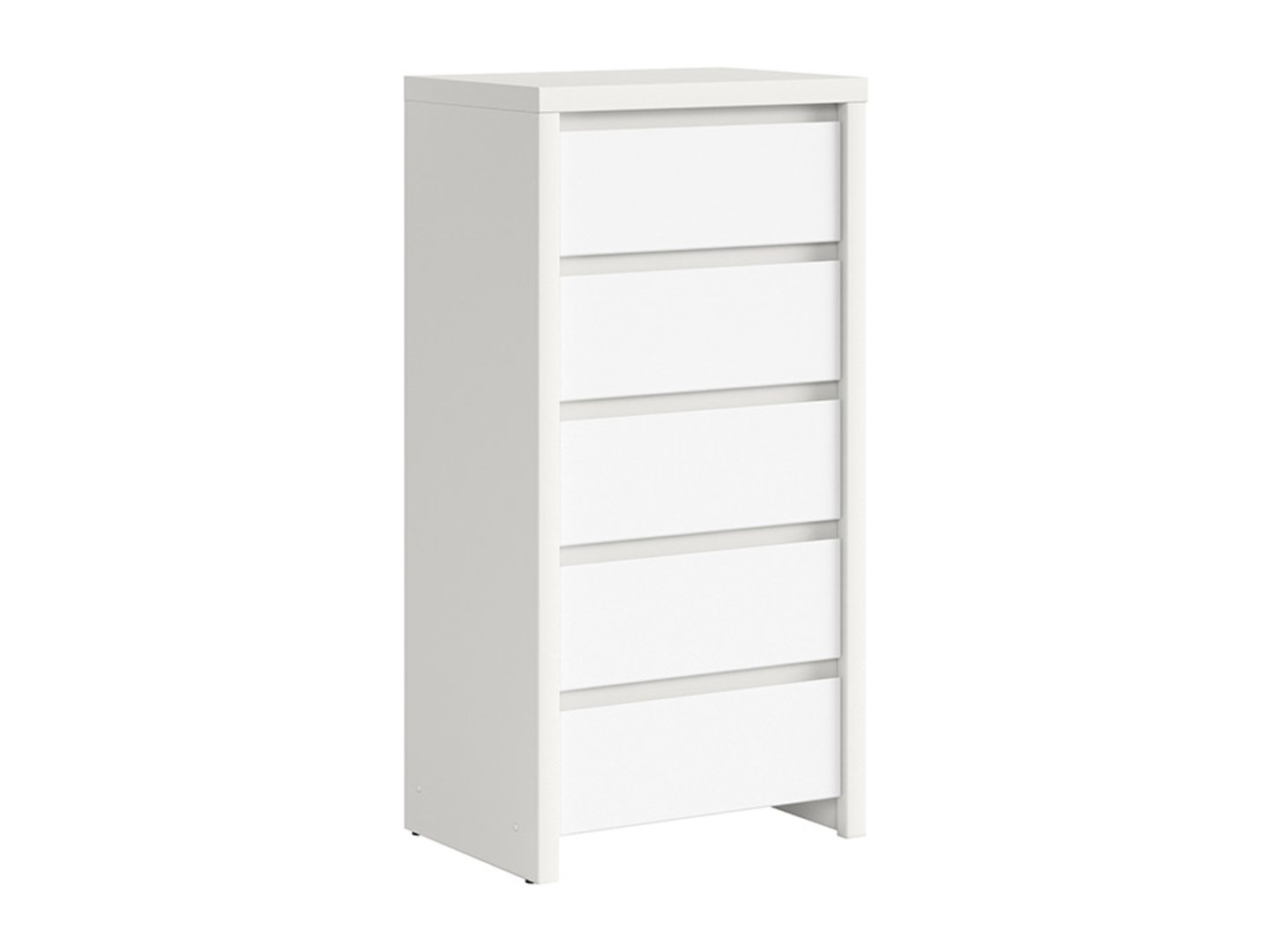Kumode ar piecām atvilktnēm KASPIAN 56 cm baltā/matēti baltā krāsā