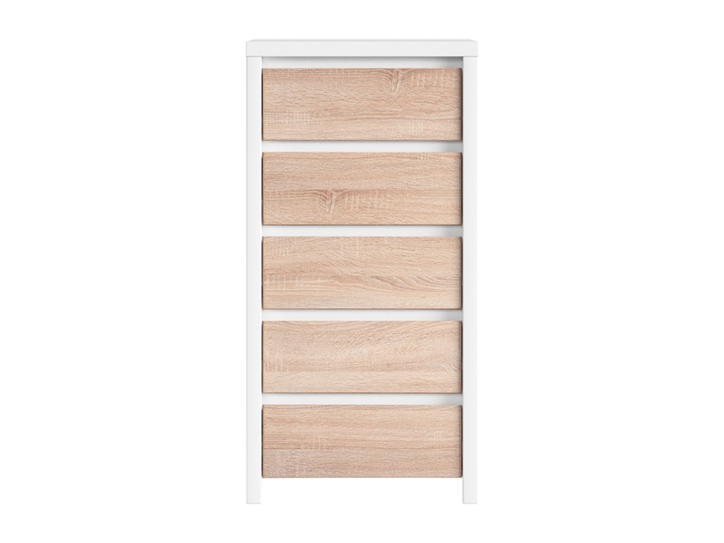 KASPIAN kumode ar piecām atvilktnēm, 56 cm, balta/sonoma ozols — изображение 2