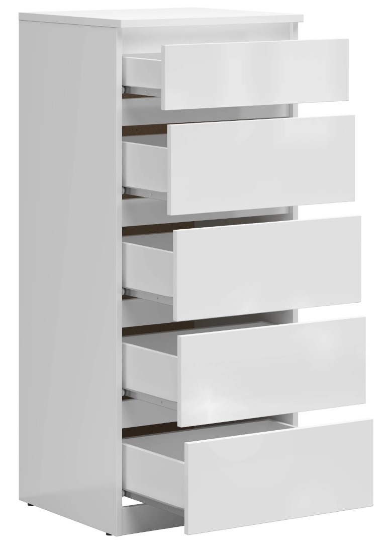 Kumode ar piecām atvilktnēm TETRIX 50 cm spīdīgi balta — изображение 3