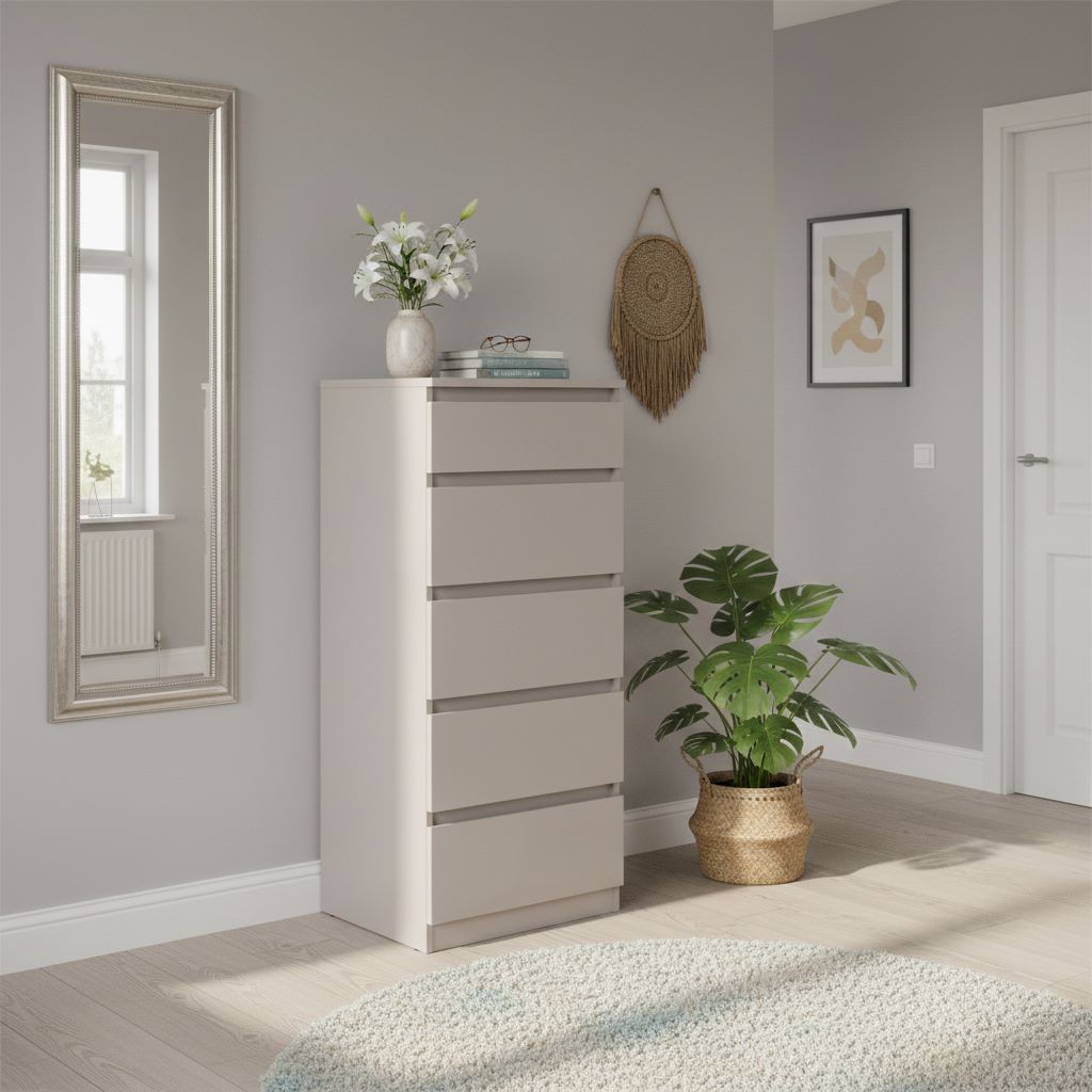 Kumode ar piecām atvilktnēm TETRIX 50 cm kašmira krāsā