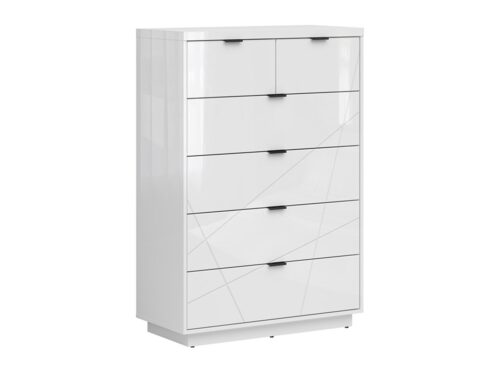 Kumode ar sešām atvilktnēm FORN 90 cm baltā, spīdīgā krāsā