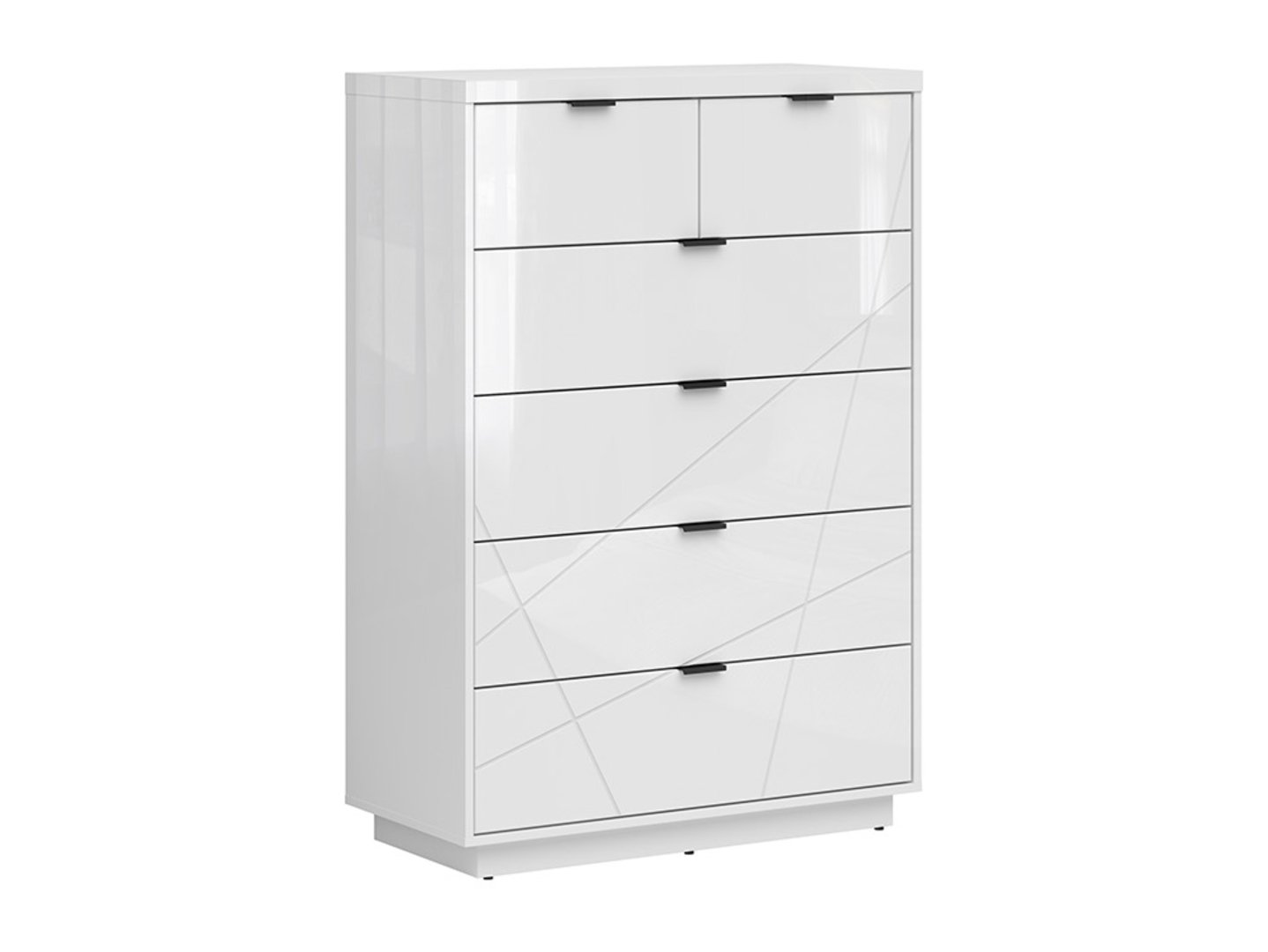 Kumode ar sešām atvilktnēm FORN 90 cm baltā, spīdīgā krāsā