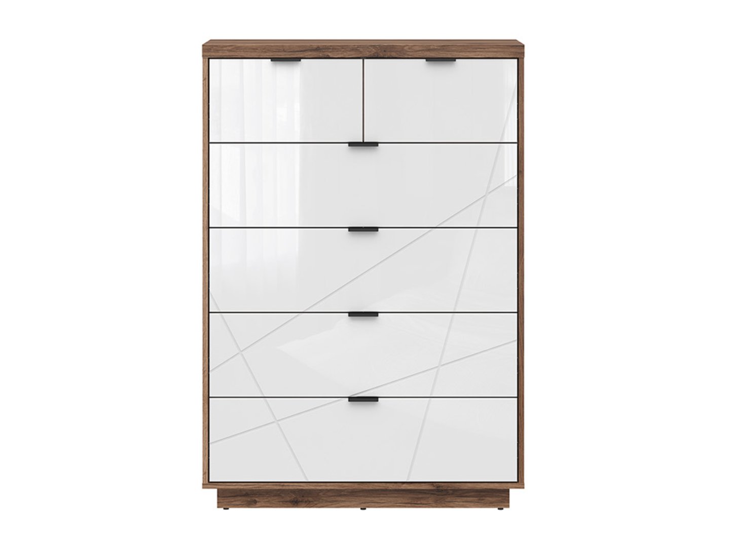 FORN kumode ar sešām atvilktnēm 90 cm, Delano tumšais ozols/spīdīgi balta — изображение 2