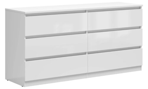 Kumode ar sešām atvilktnēm TETRIX 150 cm spīdīgi balta
