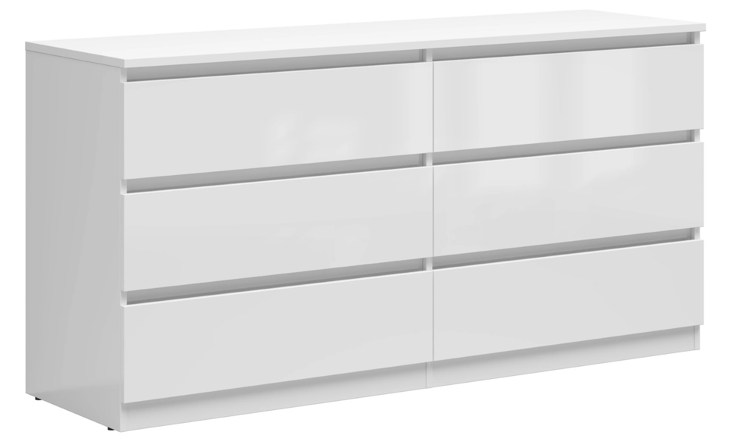 Kumode ar sešām atvilktnēm TETRIX 150 cm spīdīgi balta