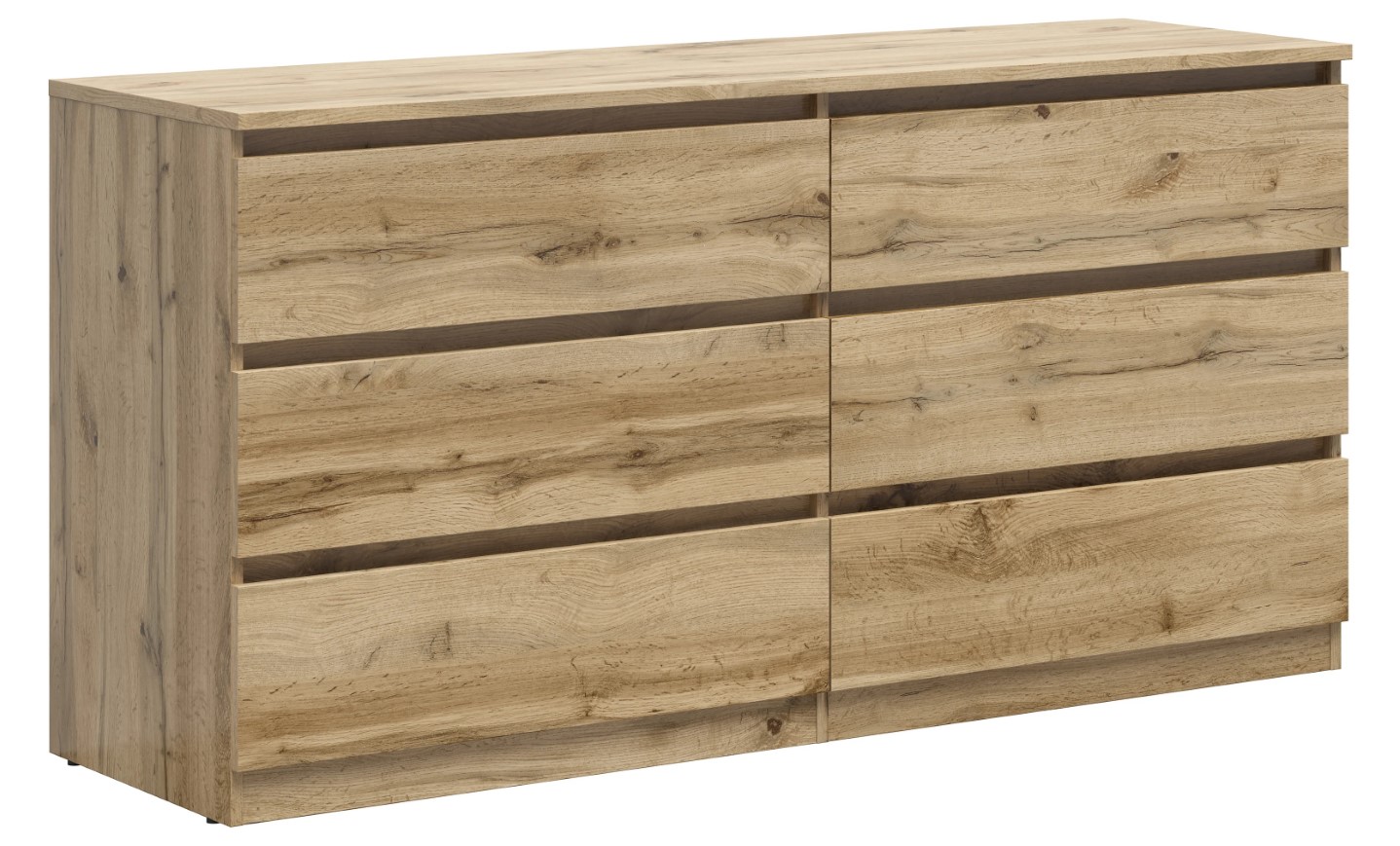 Kumode ar sešām atvilktnēm TETRIX 150 cm Wotan ozols
