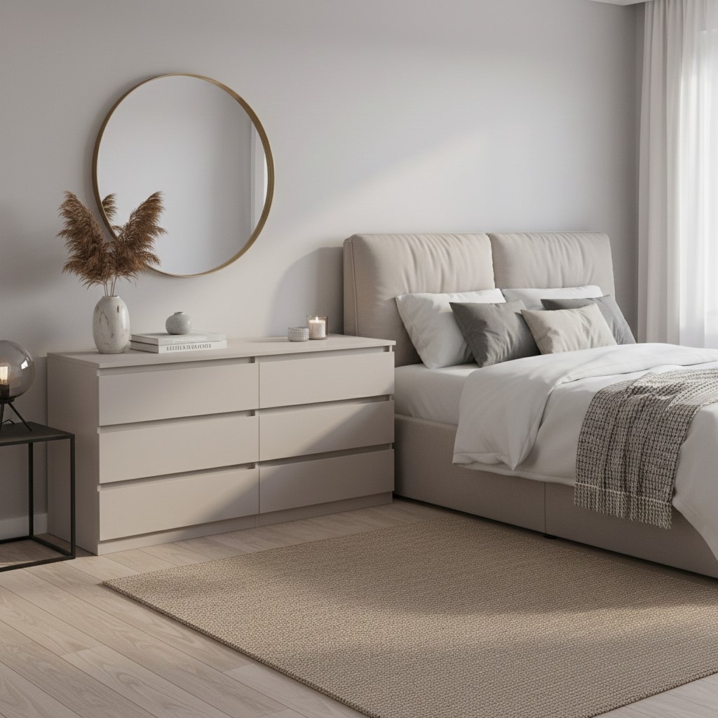 Kumode ar sešām atvilktnēm TETRIX 150 cm kašmira krāsā — изображение 3