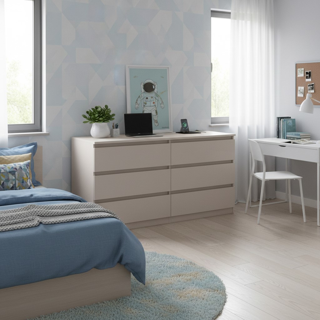 Kumode ar sešām atvilktnēm TETRIX 150 cm kašmira krāsā — изображение 4