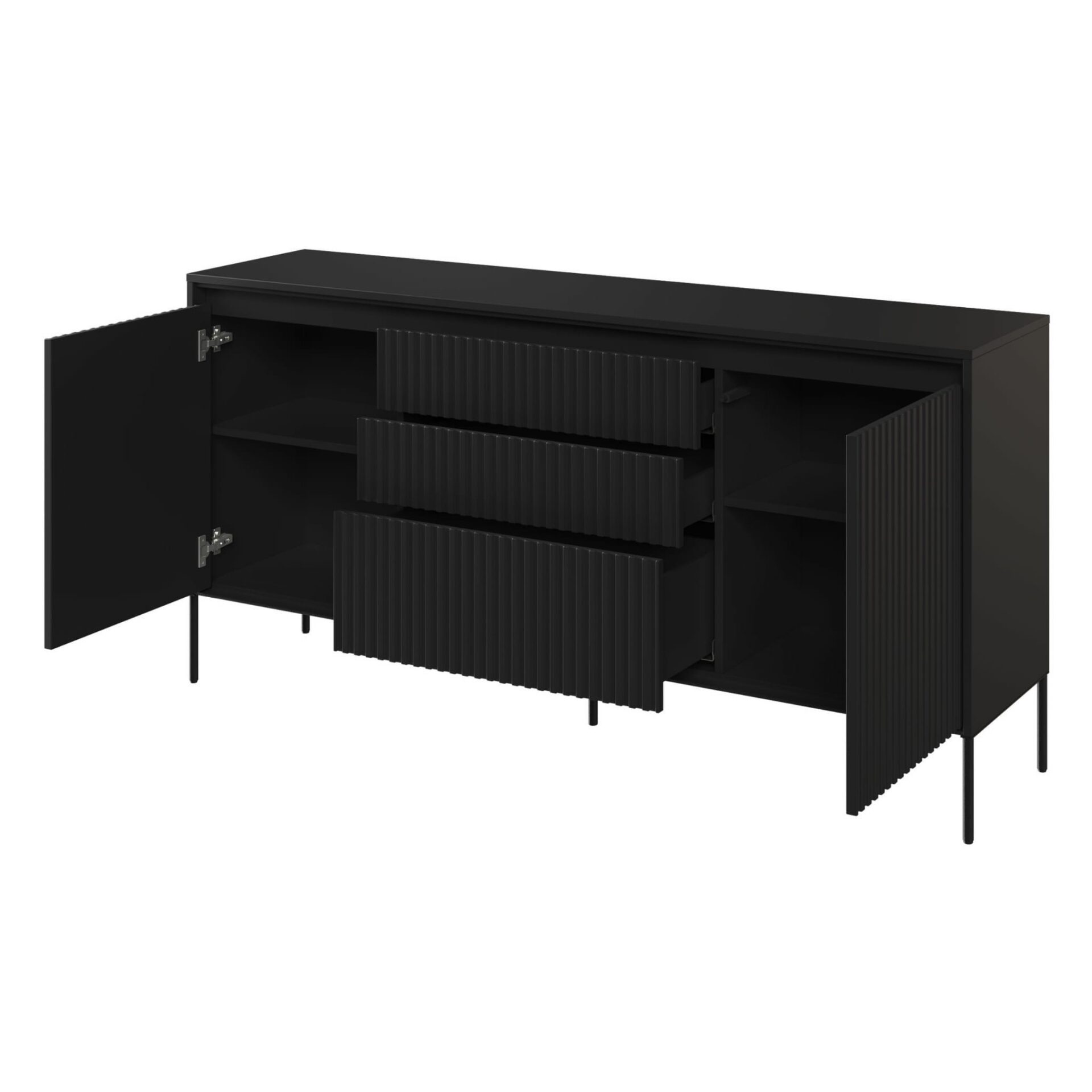 TREND 01 kumode ar rievām, melna/melnas kājas — изображение 4