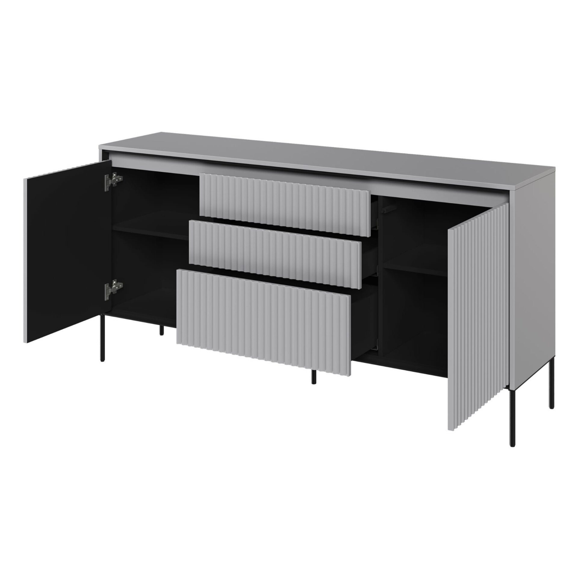 TREND 01 kumode ar rievām, pelēkas/melnas kājas — изображение 4