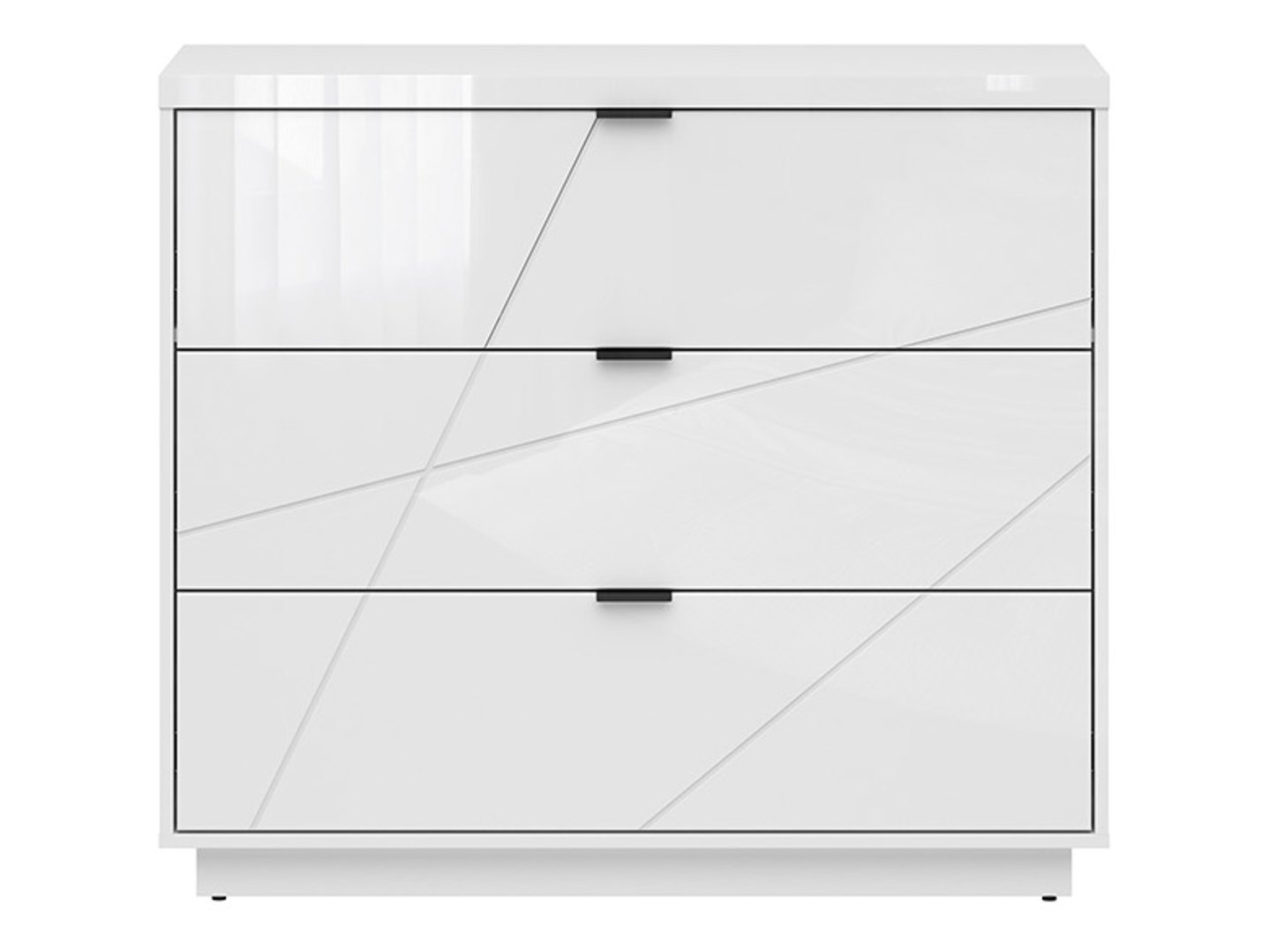 Kumode ar trim atvilktnēm FORN 106 cm baltā, spīdīgā krāsā — 2 attēls