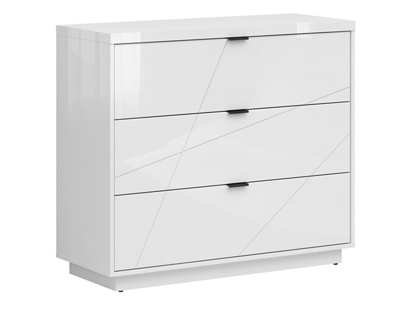 Kumode ar trim atvilktnēm FORN 106 cm baltā, spīdīgā krāsā