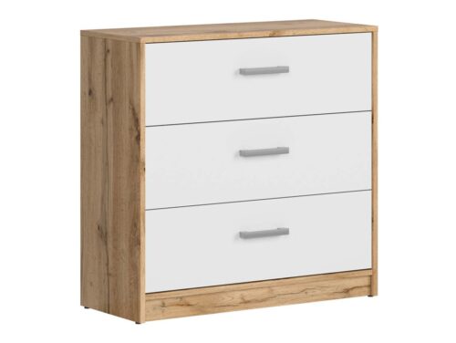 Kumode ar trim atvilktnēm MATOS 80 cm Wotan ozols/balts