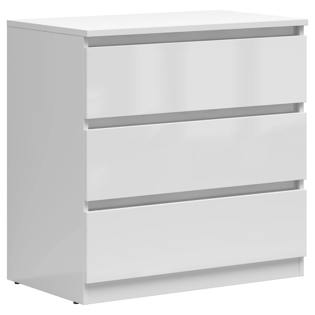 Kumode ar trim atvilktnēm TETRIX 75 cm spīdīgi balta
