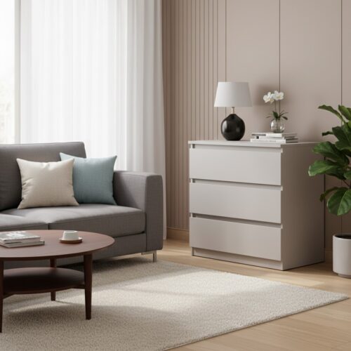 Kumode ar trim atvilktnēm TETRIX 75 cm kašmira krāsā
